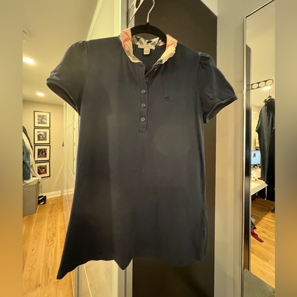 Burberry Brit Navy Blue Novacheck Collar Polo Shirt Medium - Picture 2 of 4